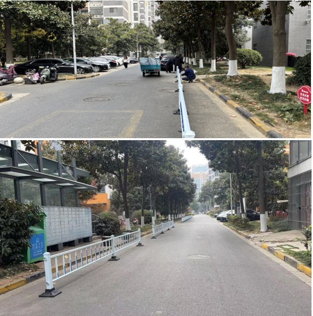 怡枫苑规范停车管理：立柱安装筑起安全有序新防线